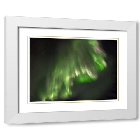 Northern Lights Iceland II White Modern Wood Framed Art Print with Double Matting by Bures, Josef