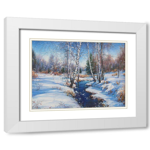 February White Modern Wood Framed Art Print with Double Matting by Cernov, Ivan