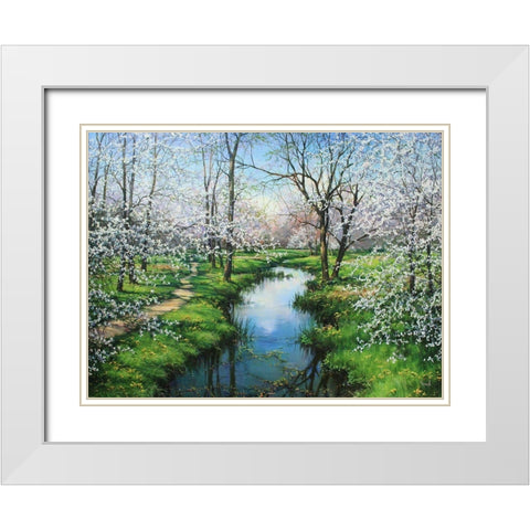 Here is Spring White Modern Wood Framed Art Print with Double Matting by Cernov, Ivan