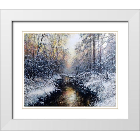 Golden February White Modern Wood Framed Art Print with Double Matting by Cernov, Ivan