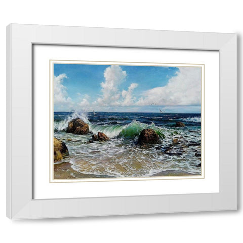 Smile of Black Sea White Modern Wood Framed Art Print with Double Matting by Cernov, Ivan