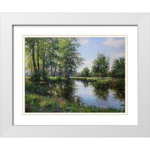 Honey June White Modern Wood Framed Art Print with Double Matting by Cernov, Ivan