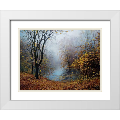 Autumn Dancing in the Fog White Modern Wood Framed Art Print with Double Matting by Cernov, Ivan