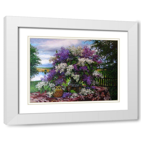 Lilac White Modern Wood Framed Art Print with Double Matting by Cernov, Ivan