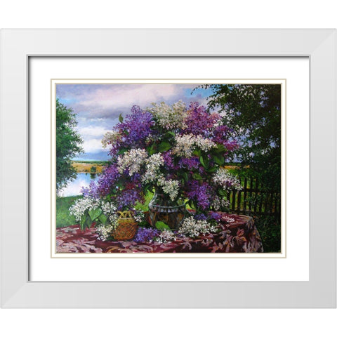 Lilac White Modern Wood Framed Art Print with Double Matting by Cernov, Ivan