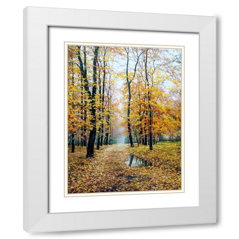 When Autumn plays with you White Modern Wood Framed Art Print with Double Matting by Cernov, Ivan