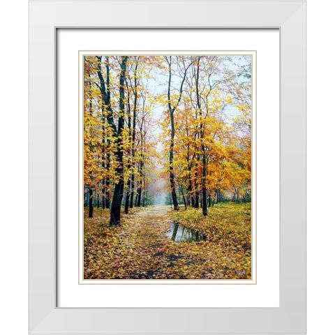 When Autumn plays with you White Modern Wood Framed Art Print with Double Matting by Cernov, Ivan