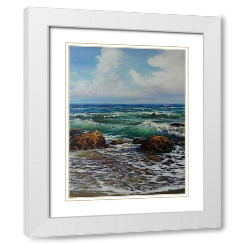 When the Sea Calls III White Modern Wood Framed Art Print with Double Matting by Cernov, Ivan