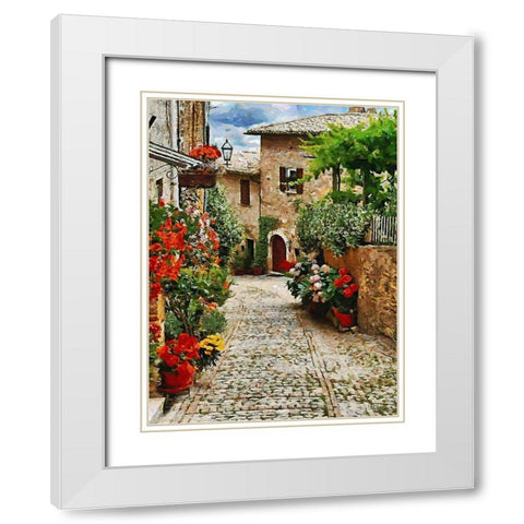 Street in Tuscany old Town I White Modern Wood Framed Art Print with Double Matting by Medeiros, Celito