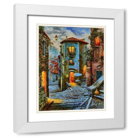 Street in Tuscany old Town III White Modern Wood Framed Art Print with Double Matting by Medeiros, Celito