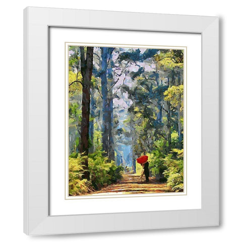 Love under Umbrella White Modern Wood Framed Art Print with Double Matting by Medeiros, Celito