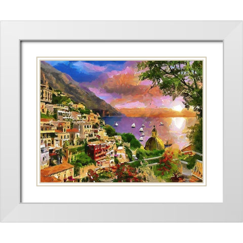 Coast in Italy I White Modern Wood Framed Art Print with Double Matting by Medeiros, Celito