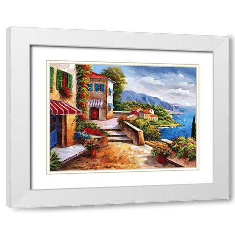 Coast in Italy II White Modern Wood Framed Art Print with Double Matting by Medeiros, Celito