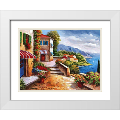 Coast in Italy II White Modern Wood Framed Art Print with Double Matting by Medeiros, Celito