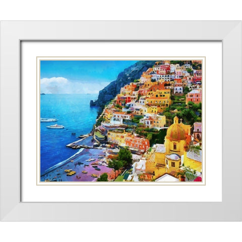 Coast in Italy V White Modern Wood Framed Art Print with Double Matting by Medeiros, Celito