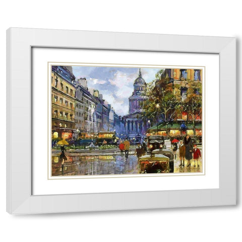 London in the Past White Modern Wood Framed Art Print with Double Matting by Medeiros, Celito