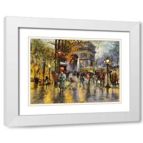 Paris in the Past White Modern Wood Framed Art Print with Double Matting by Medeiros, Celito