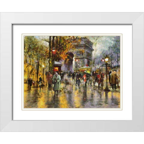 Paris in the Past White Modern Wood Framed Art Print with Double Matting by Medeiros, Celito
