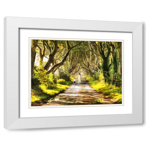 Young Lady With the Kid White Modern Wood Framed Art Print with Double Matting by Medeiros, Celito