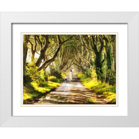 Young Lady With the Kid White Modern Wood Framed Art Print with Double Matting by Medeiros, Celito