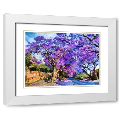 Purple Trees White Modern Wood Framed Art Print with Double Matting by Medeiros, Celito