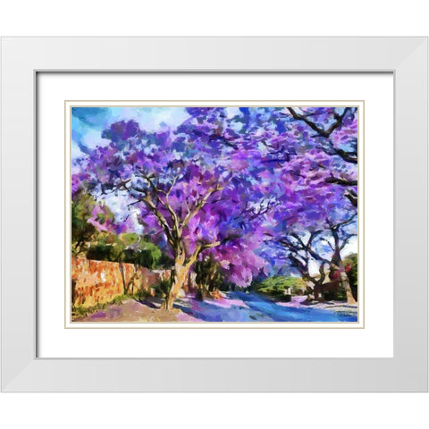 Purple Trees White Modern Wood Framed Art Print with Double Matting by Medeiros, Celito