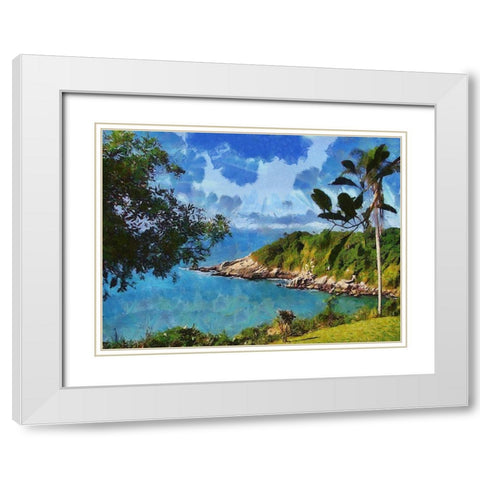 Romantic Bay White Modern Wood Framed Art Print with Double Matting by Medeiros, Celito