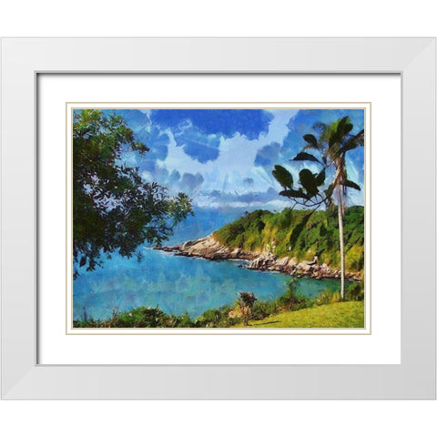 Romantic Bay White Modern Wood Framed Art Print with Double Matting by Medeiros, Celito