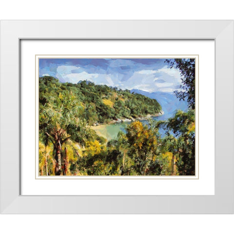 Romantic Bay II White Modern Wood Framed Art Print with Double Matting by Medeiros, Celito