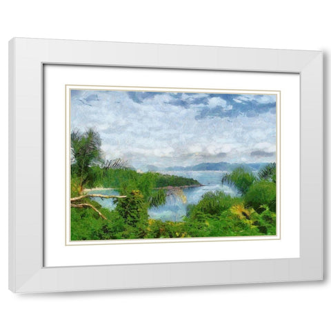 Impression Bay V White Modern Wood Framed Art Print with Double Matting by Medeiros, Celito