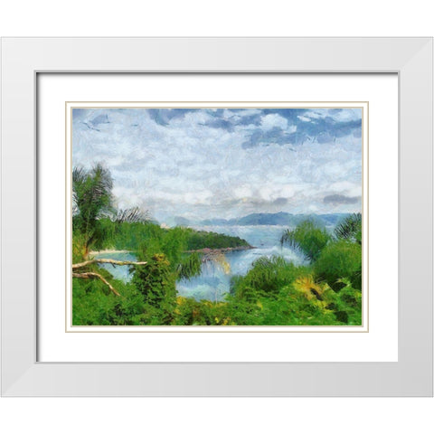 Impression Bay V White Modern Wood Framed Art Print with Double Matting by Medeiros, Celito