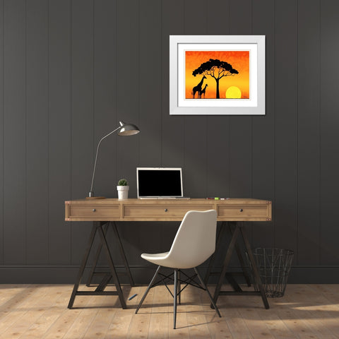 Memories of Africa III White Modern Wood Framed Art Print with Double Matting by Medeiros, Celito