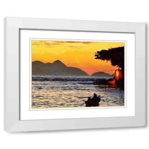 Fisherman are Returning Home White Modern Wood Framed Art Print with Double Matting by Medeiros, Celito