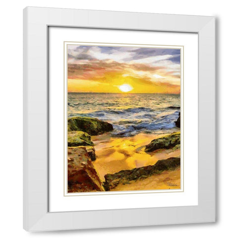 Beautiful Sunrise White Modern Wood Framed Art Print with Double Matting by Medeiros, Celito