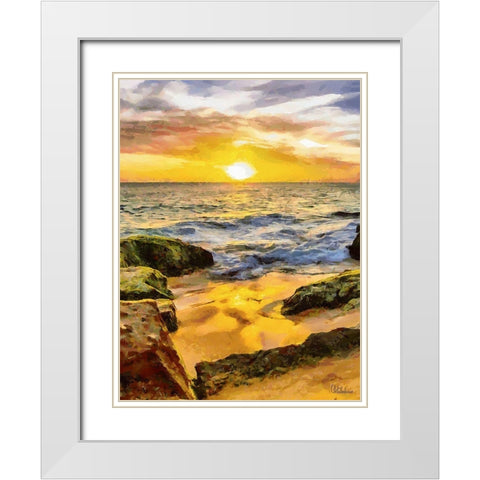 Beautiful Sunrise White Modern Wood Framed Art Print with Double Matting by Medeiros, Celito