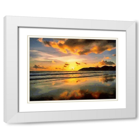 Sunset in Tropics I White Modern Wood Framed Art Print with Double Matting by Medeiros, Celito