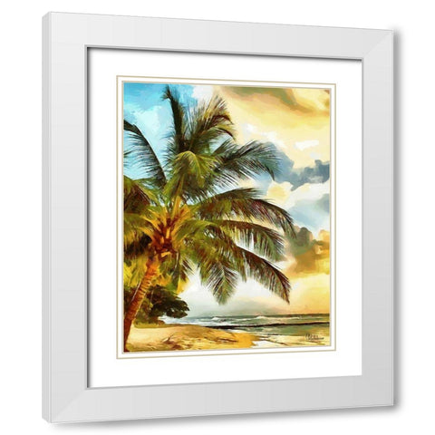 Everyone Loves Palm Trees II White Modern Wood Framed Art Print with Double Matting by Medeiros, Celito