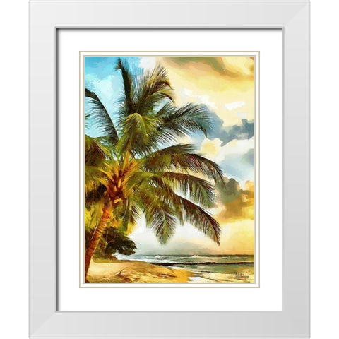 Everyone Loves Palm Trees II White Modern Wood Framed Art Print with Double Matting by Medeiros, Celito