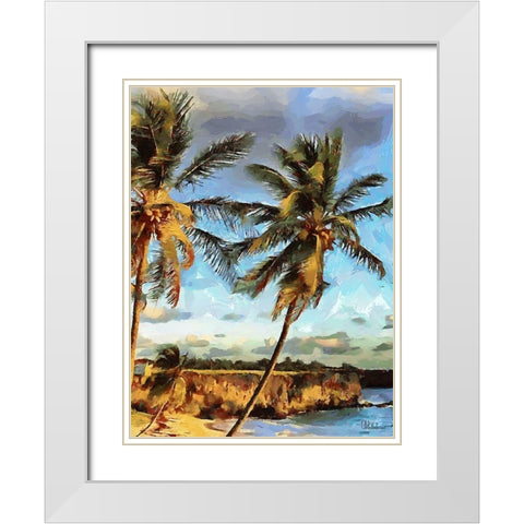 Everyone Loves Palm Trees III White Modern Wood Framed Art Print with Double Matting by Medeiros, Celito