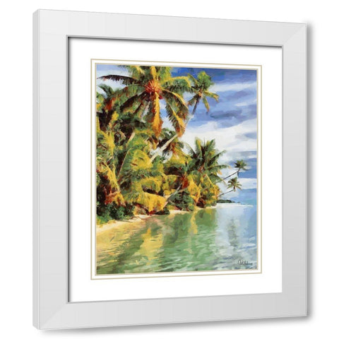 Everyone Loves Palm Trees VI White Modern Wood Framed Art Print with Double Matting by Medeiros, Celito