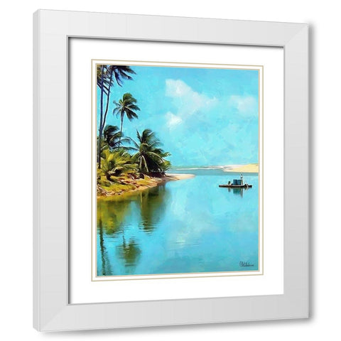 Everyone Loves Palm Trees XV White Modern Wood Framed Art Print with Double Matting by Medeiros, Celito