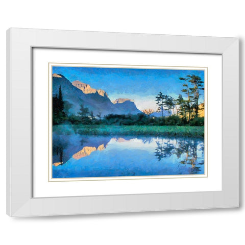 Mountains are Reflected in the Lake White Modern Wood Framed Art Print with Double Matting by Medeiros, Celito