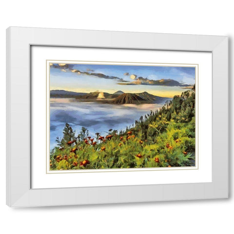 View of the Volcano White Modern Wood Framed Art Print with Double Matting by Medeiros, Celito