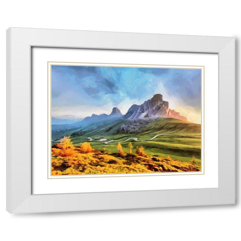 Dolomity Mountains White Modern Wood Framed Art Print with Double Matting by Medeiros, Celito
