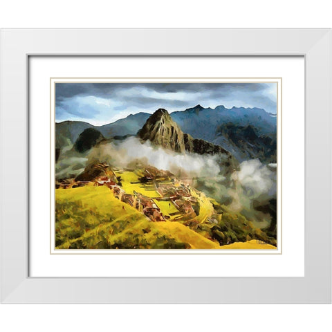 Machu Picchu White Modern Wood Framed Art Print with Double Matting by Medeiros, Celito