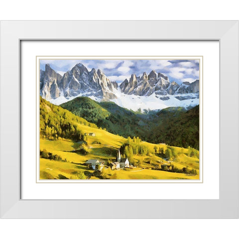 Austrian Mountains I White Modern Wood Framed Art Print with Double Matting by Medeiros, Celito