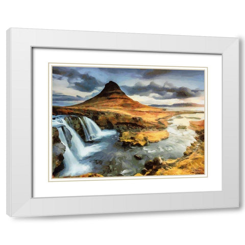 Famous Hill on Iceland White Modern Wood Framed Art Print with Double Matting by Medeiros, Celito