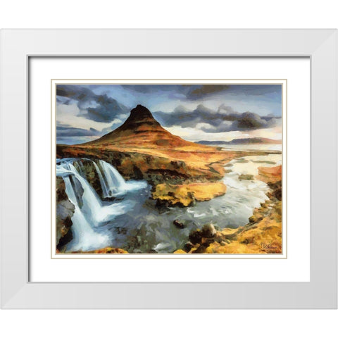 Famous Hill on Iceland White Modern Wood Framed Art Print with Double Matting by Medeiros, Celito