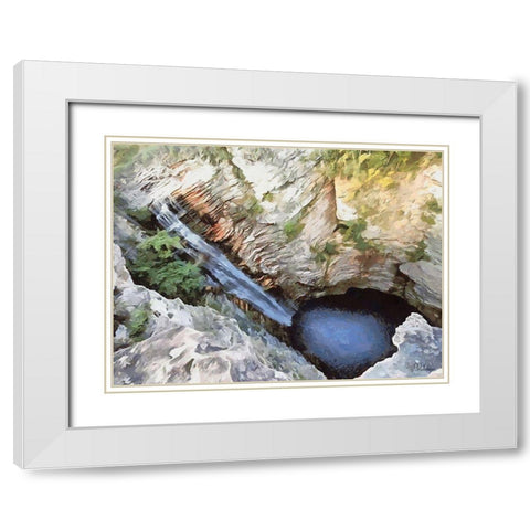 Deep Watterfall White Modern Wood Framed Art Print with Double Matting by Medeiros, Celito