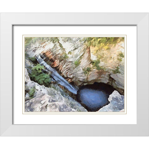 Deep Watterfall White Modern Wood Framed Art Print with Double Matting by Medeiros, Celito